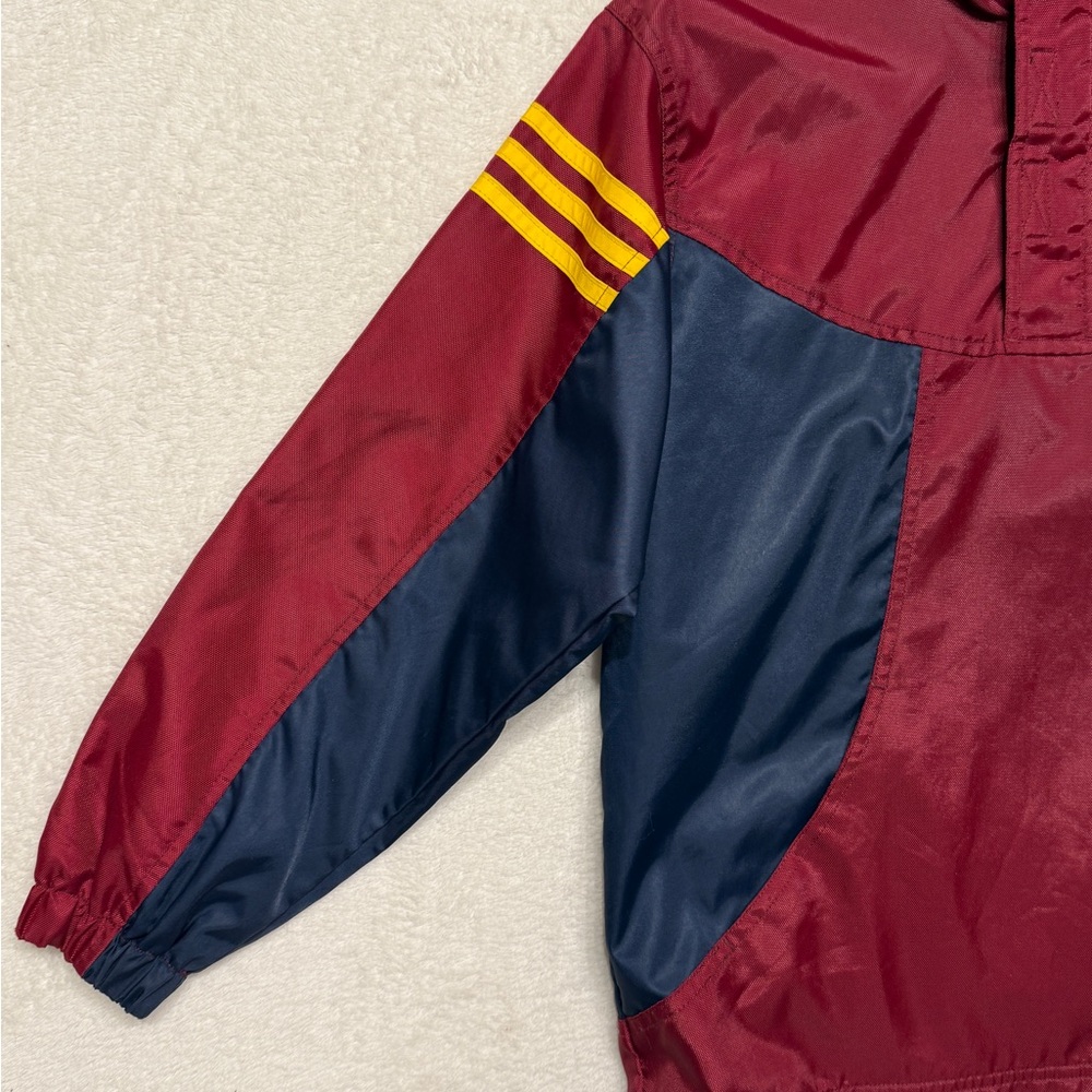 Youth Adidas 3 Stripe Pullover 1/4 Zip Jacket Maroon Hooded Size S - Picture 5 of 12